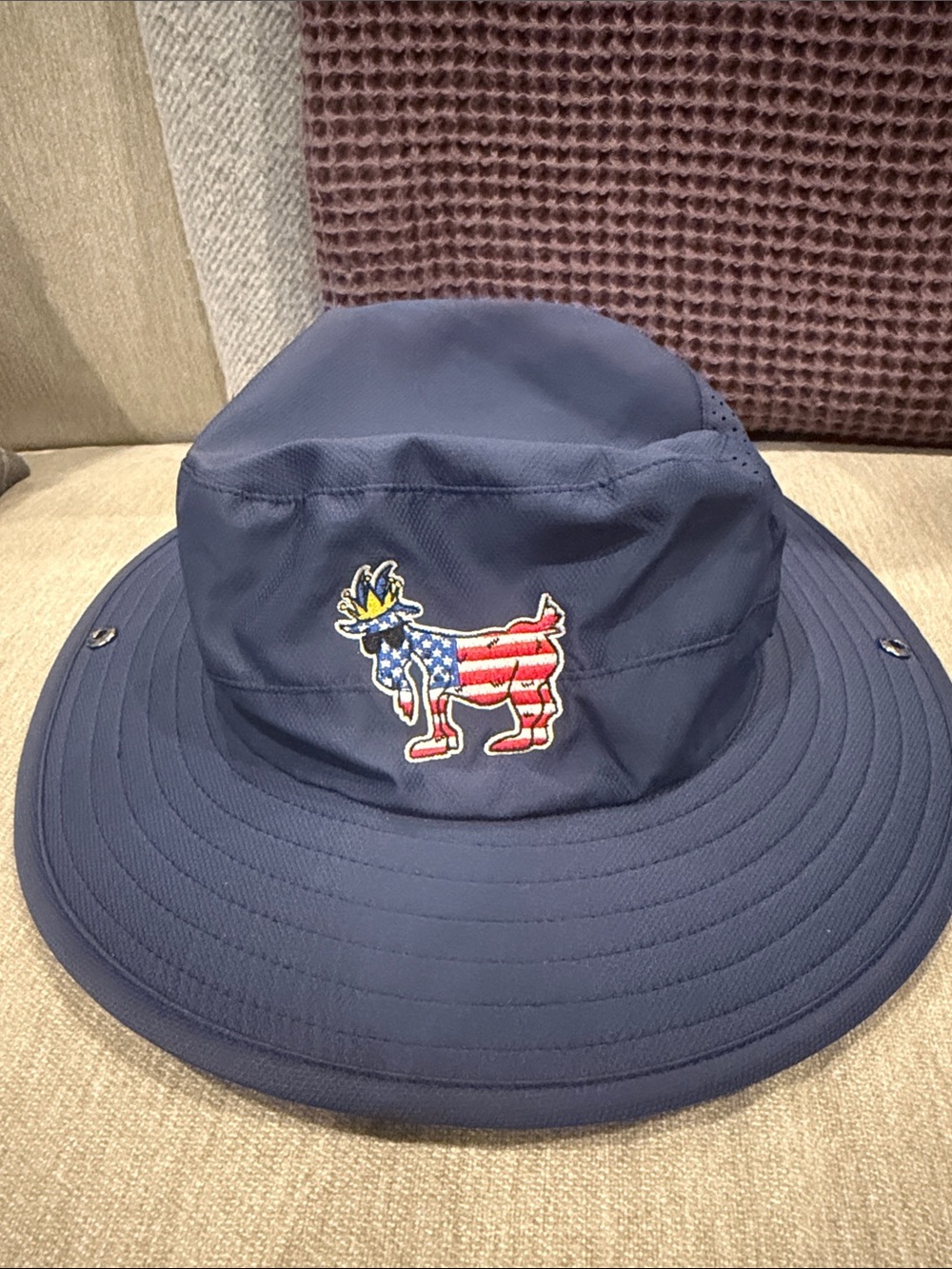 Goat USA Navy Bucket Hat with American Flag Moose Patch